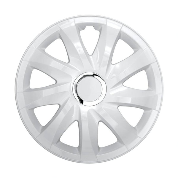 Universal hjulkapsler 14" NRM DRIFT hvid lak, trykmonterede, 4 stk.