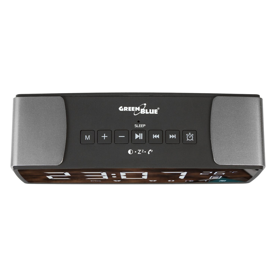 Bluetooth 4.2 radioalarm, FM, aux-in, 6W, temperatur, alarm, ur, 2200mAh batteri GreenBlue GB200