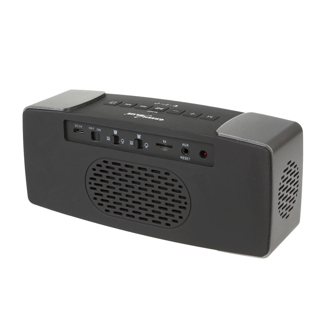 Bluetooth 4.2 radioalarm, FM, aux-in, 6W, temperatur, alarm, ur, 2200mAh batteri GreenBlue GB200