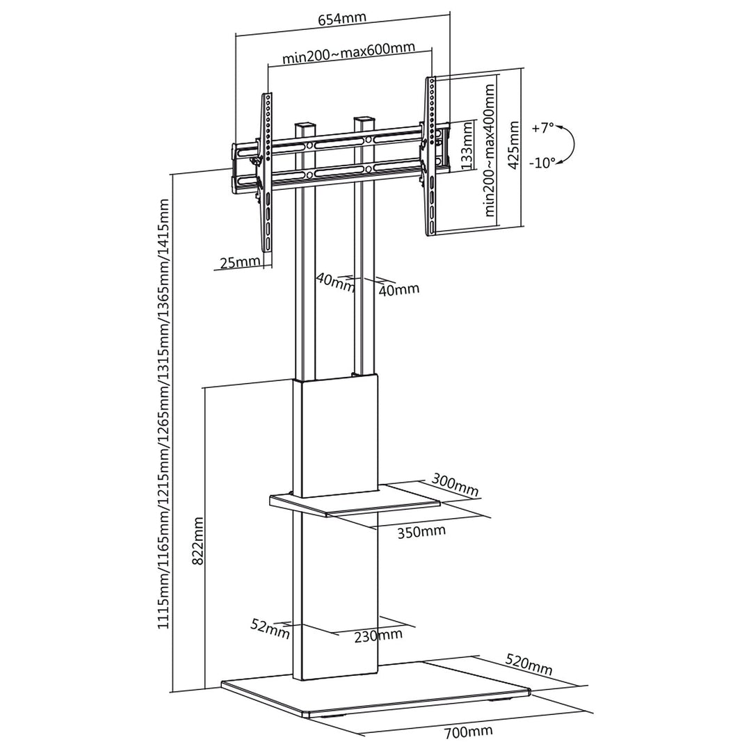Professionel, moderne tv-stand med hylde Maclean MC-865 max. 40 kg max. VESA 600x400