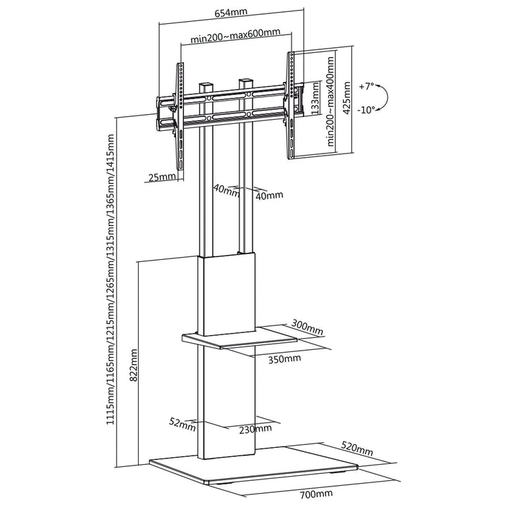 Professionel, moderne tv-stand med hylde Maclean MC-865 max. 40 kg max. VESA 600x400