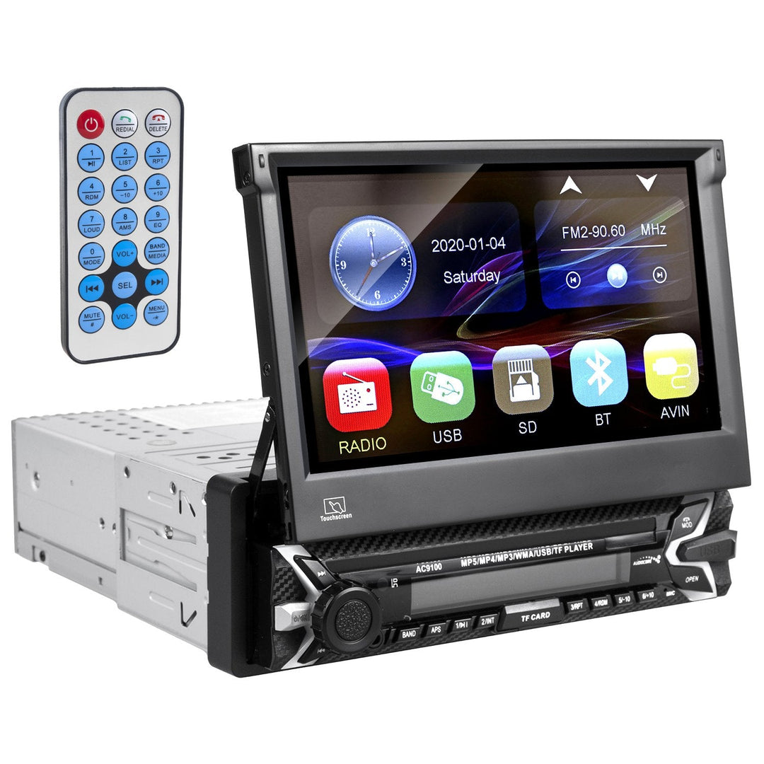 Audiocore AC9100 LCD 7" radioafspiller med udtrækkelig berøringsskærm, 1080P MP5 AVI DivX Bluetooth håndfri RDS + fjernbetjening