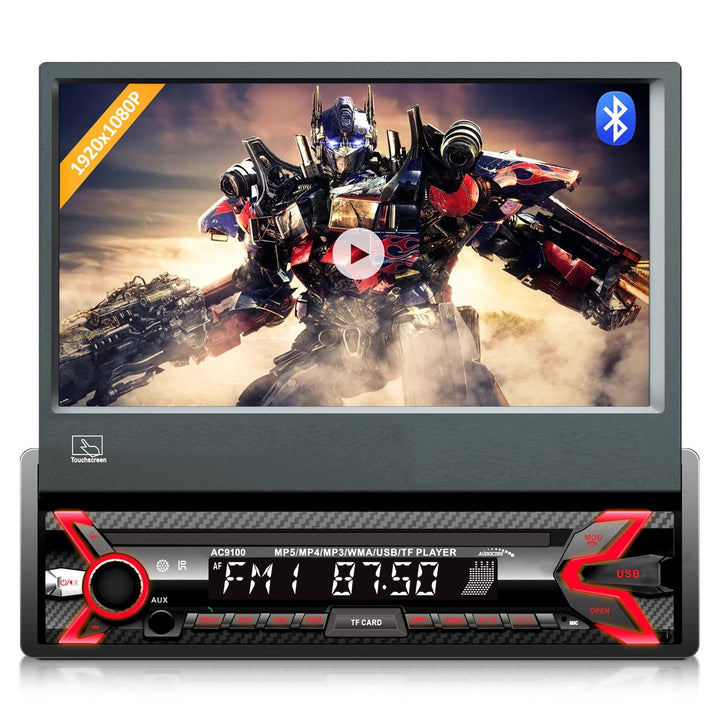 Audiocore AC9100 LCD 7" radioafspiller med udtrækkelig berøringsskærm, 1080P MP5 AVI DivX Bluetooth håndfri RDS + fjernbetjening