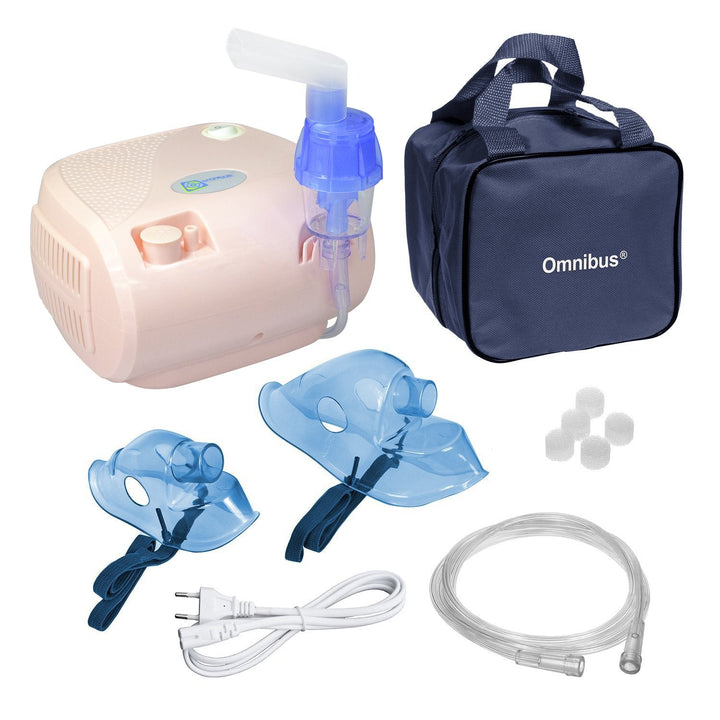 Omnibus inhalator, kontinuerlig drift, 2 masker, ekstra filtre, pudderrosa, BR-CN116B