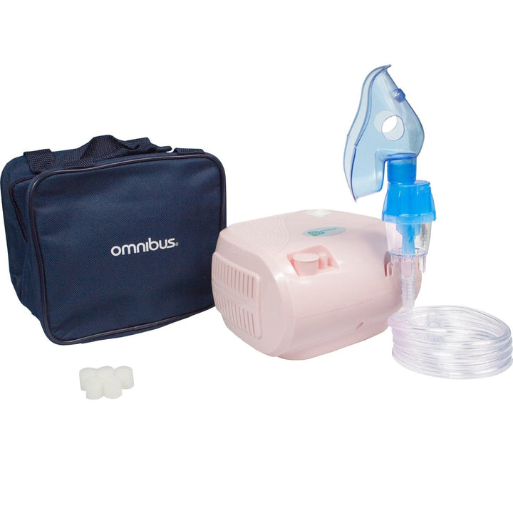 Omnibus inhalator, kontinuerlig drift, 2 masker, ekstra filtre, pudderrosa, BR-CN116B