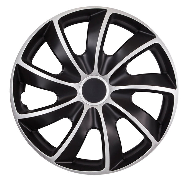 NRM QUAD BICOLOR SILVER BLACK hjulkapsler, sort-sølvfarvet, 17'' sæt