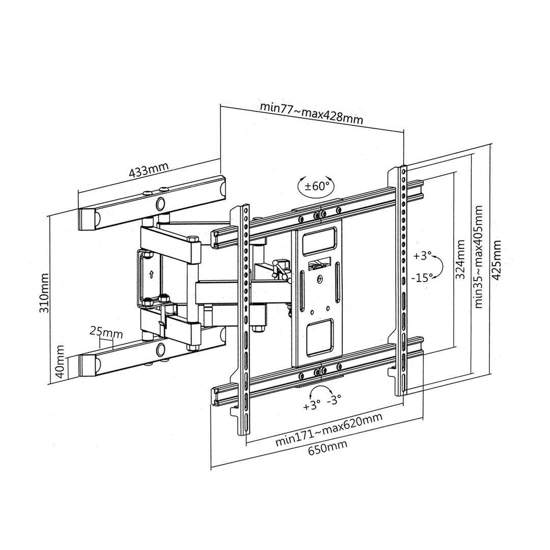 TV-holder 37-85" Maclean MC-881 sort max vesa 600x400 60 kg