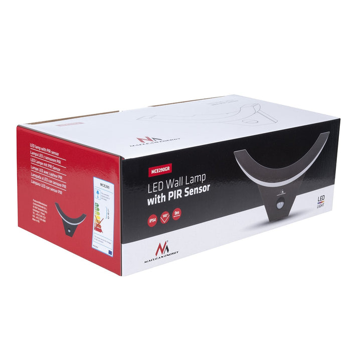 LED-lampe med infrarød bevægelsessensor MCE290 GR 800 lm 10 W IP54 Maclean Energy, farve: grå