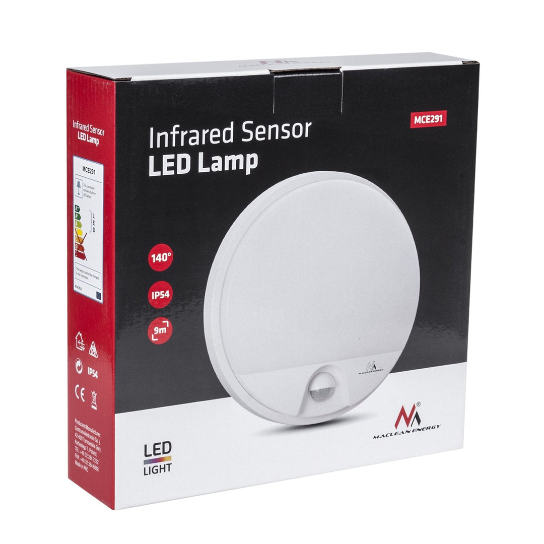 LED-lampe med infrarød bevægelsessensor MCE291 W 1100 lm 15 W IP54 Maclean Energy, farve: hvid
