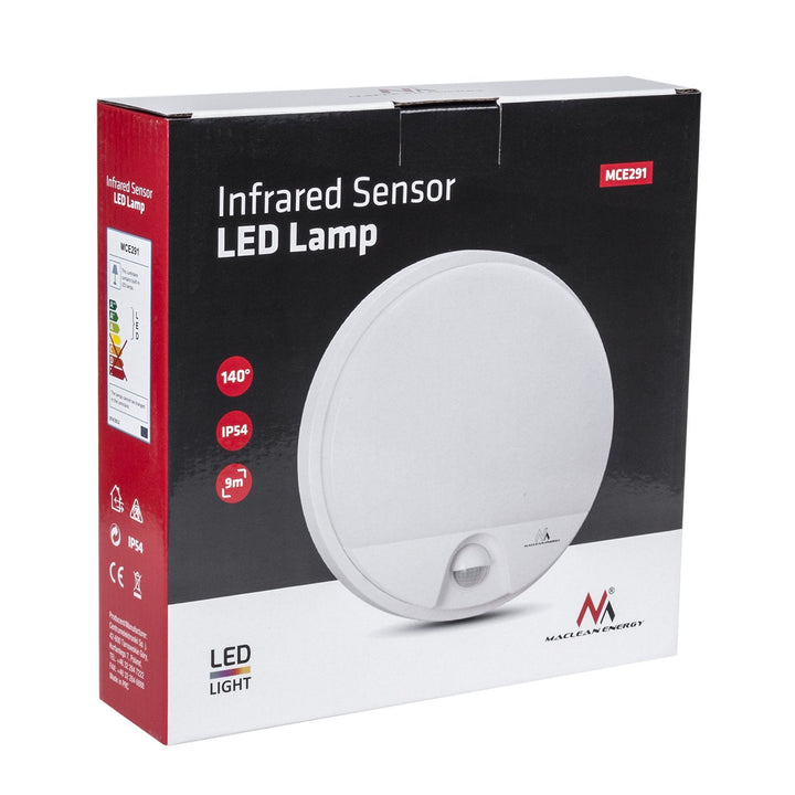 LED-lampe med infrarød bevægelsessensor MCE291 W 1100 lm 15 W IP54 Maclean Energy, farve: hvid