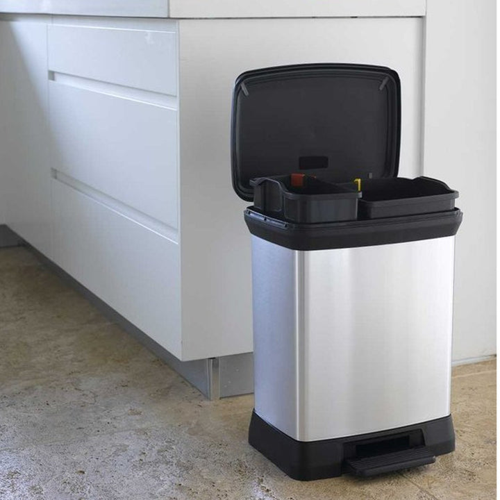 Curver Deco Bin metaliseret affaldsspand med pedal til affaldssortering 10+18L