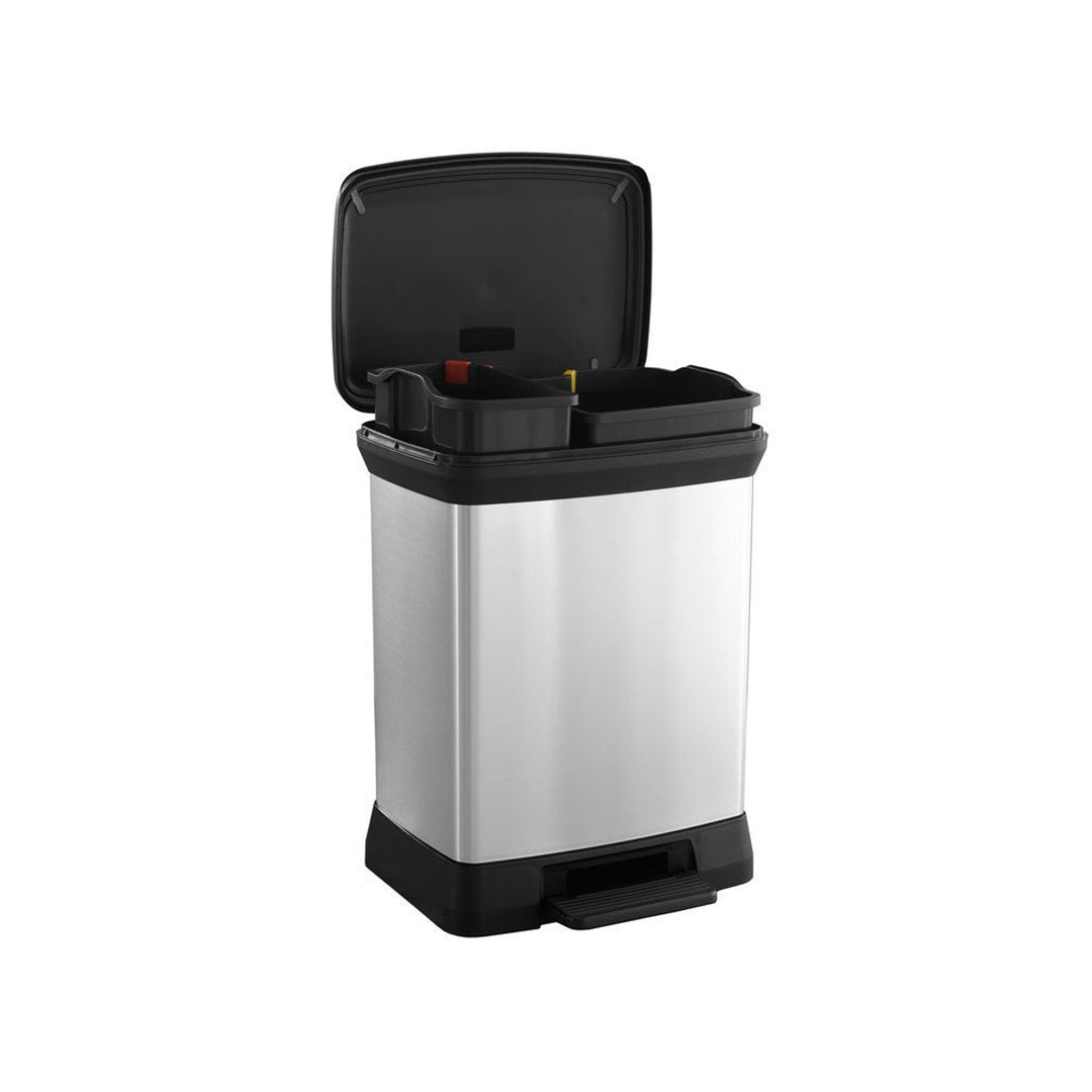 Curver Deco Bin metaliseret affaldsspand med pedal til affaldssortering 10+18L