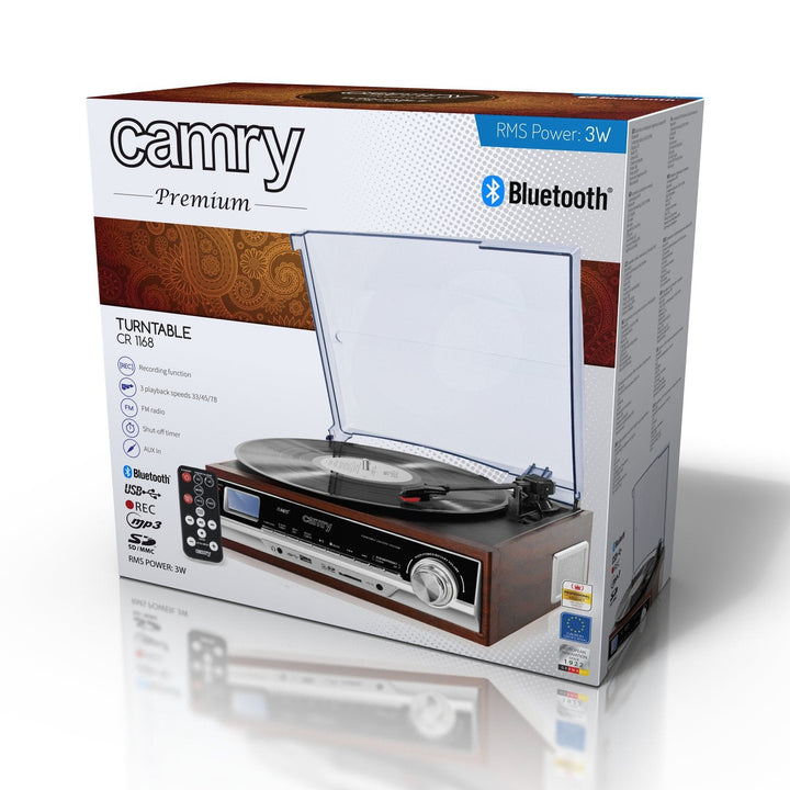 Camry CR 1168 Pladespiller med radio og Bluetooth/MP3/USB/SD/Optagelse