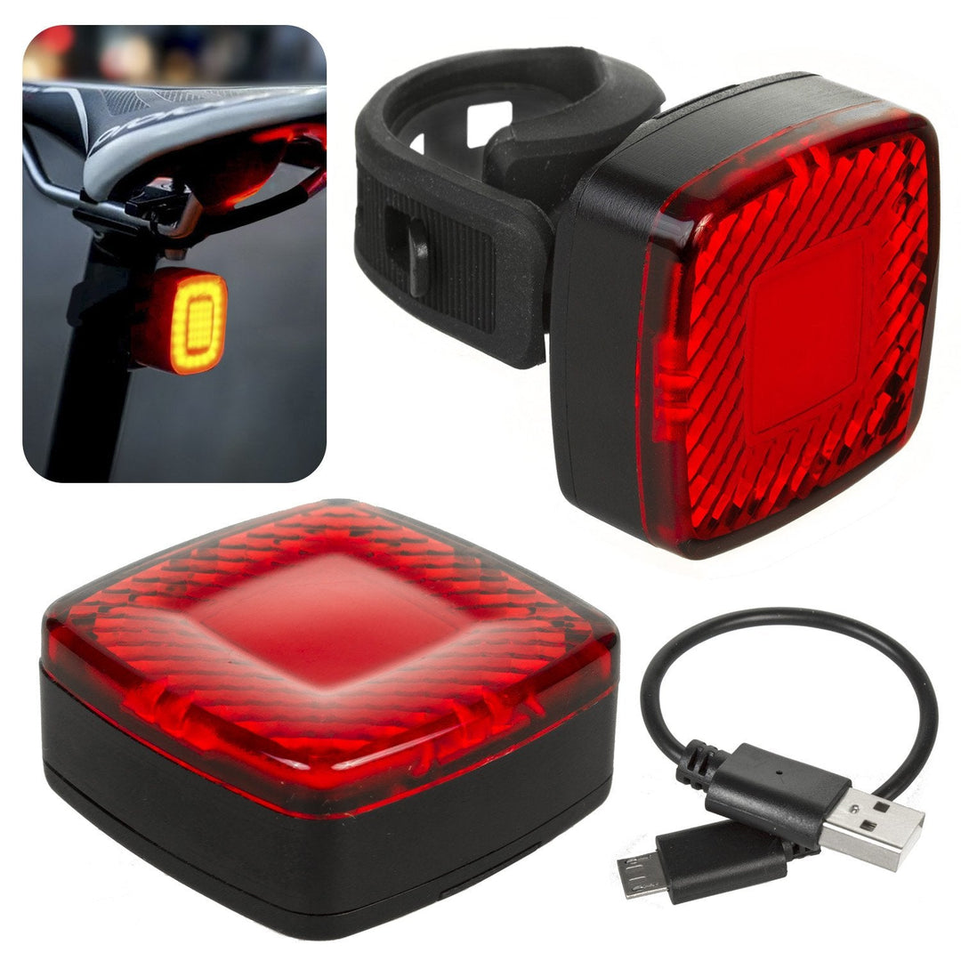 USB-baglygte til cykel AUTO STOP skumringssensor Maclean Energy MCE355 COB LED max. 125 lm acu 450 mAh