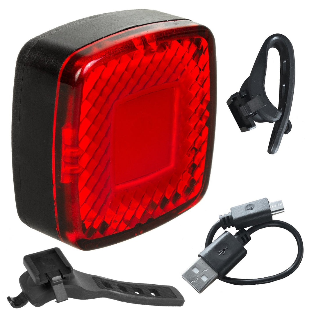 USB-baglygte til cykel AUTO STOP skumringssensor Maclean Energy MCE355 COB LED max. 125 lm acu 450 mAh