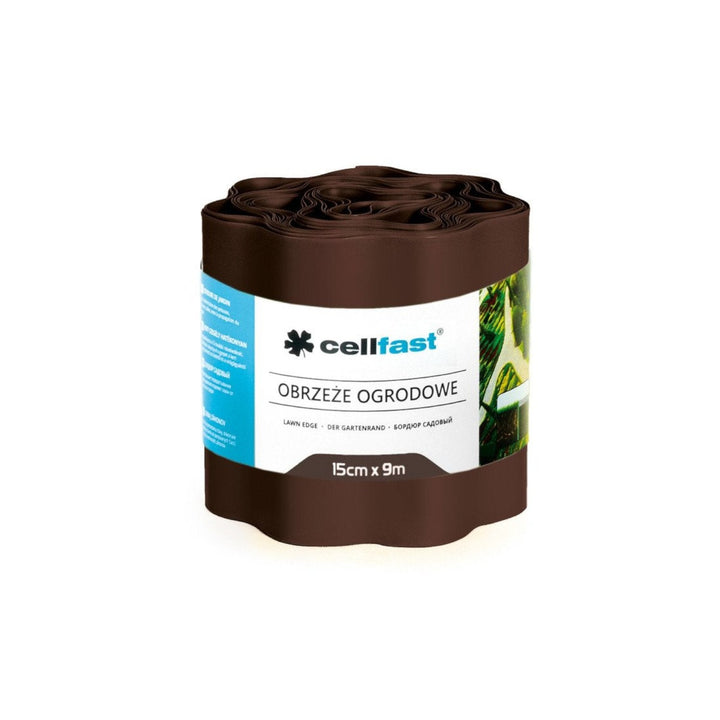 Bølgeformet havekant 15 cm x 9 m Cellfast brun