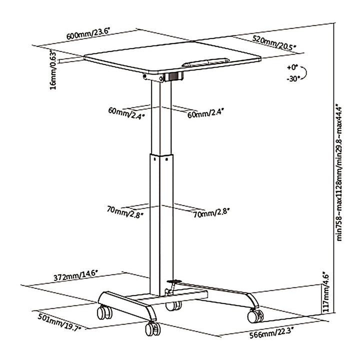 Maclean skrivebord, højdejustering, gasfjeder, til stående og siddende arbejde, maks. højde 113 cm, MC-892W