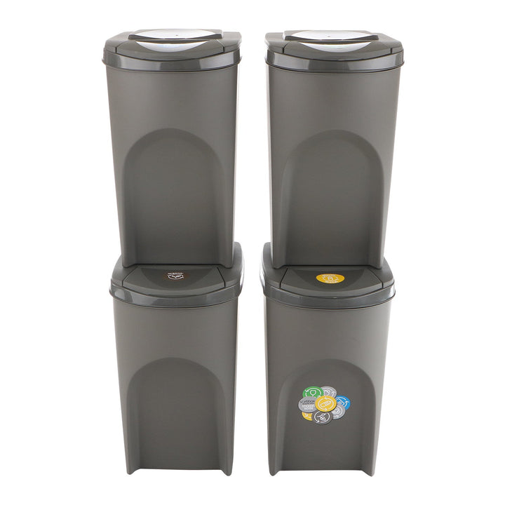 Sortibox 4x35L grå affaldssorteringskurve