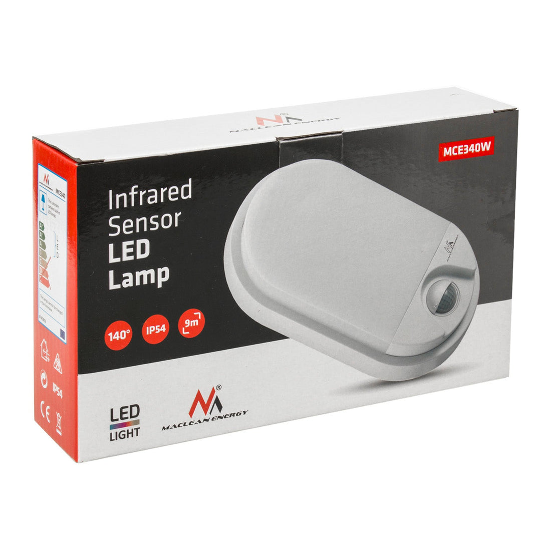 LED-lampe med infrarød bevægelsessensor MCE340 W 1100lm 15W IP54 Maclean Energy farve hvid, farvetemperatur naturlig hvid (4000K)