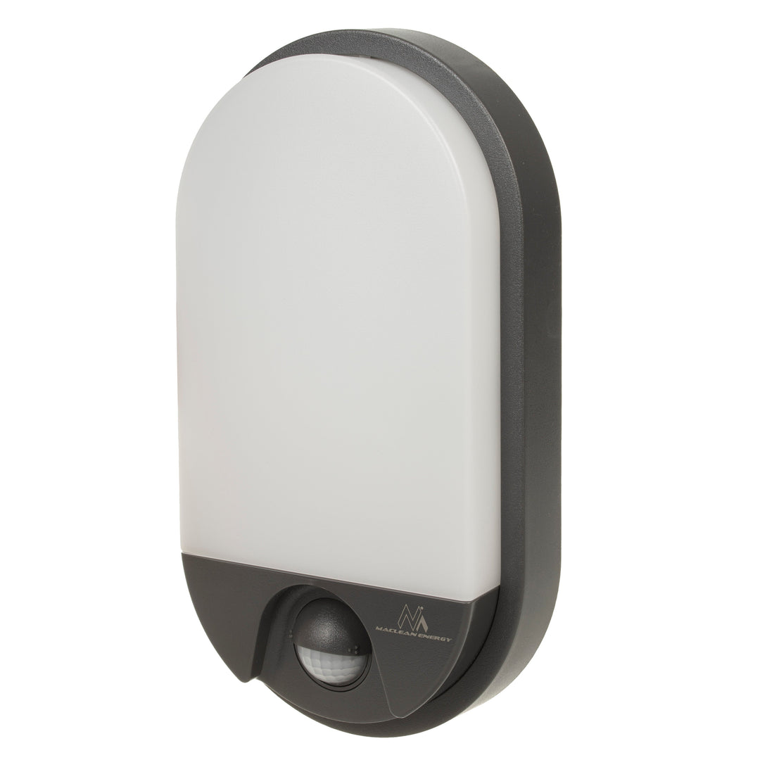 LED-lampe med infrarød bevægelsessensor MCE340 GR 1100lm 15W IP54 Maclean Energy farve grå, farve naturlig hvid (4000K)