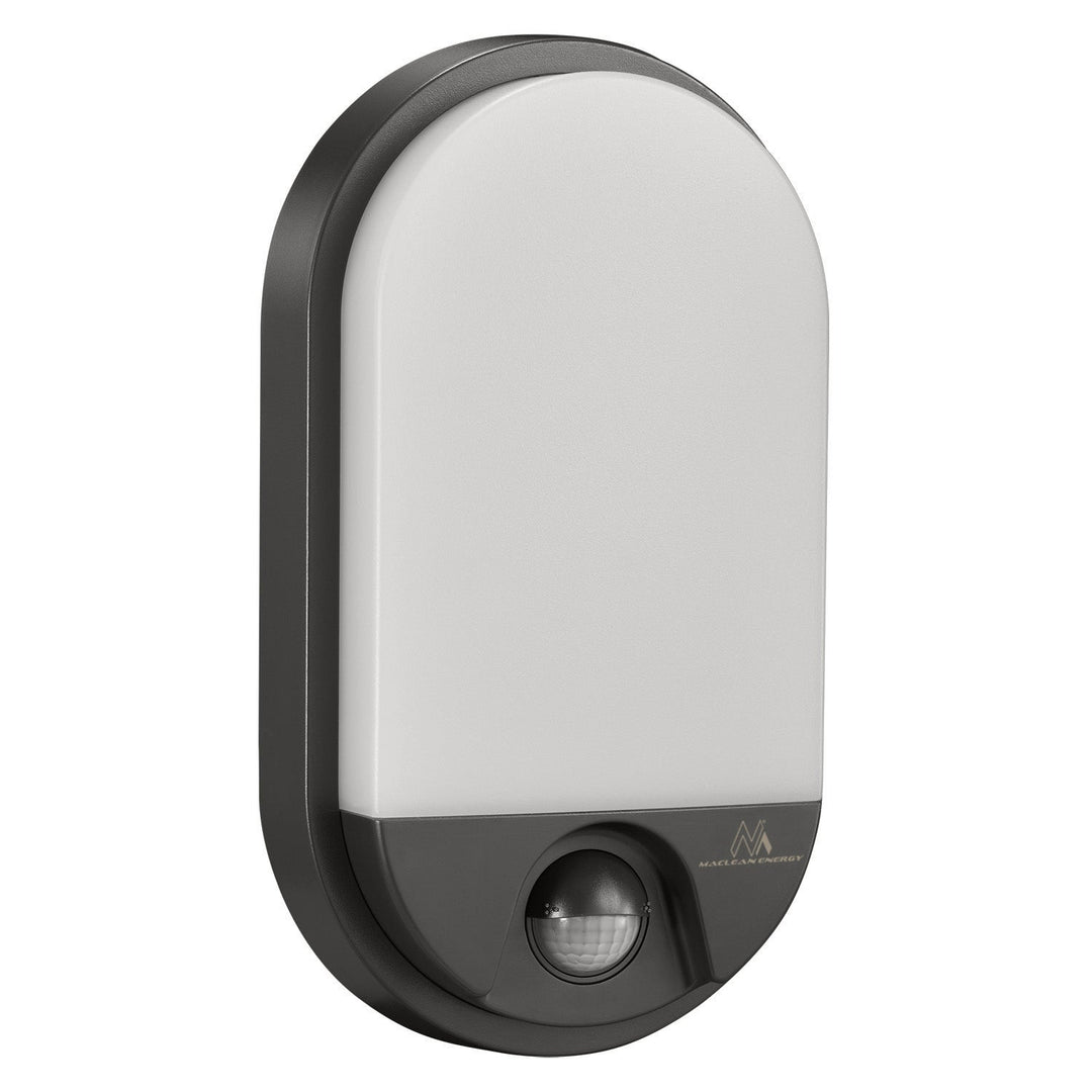 LED-lampe med infrarød bevægelsessensor MCE340 GR 1100lm 15W IP54 Maclean Energy farve grå, farve naturlig hvid (4000K)