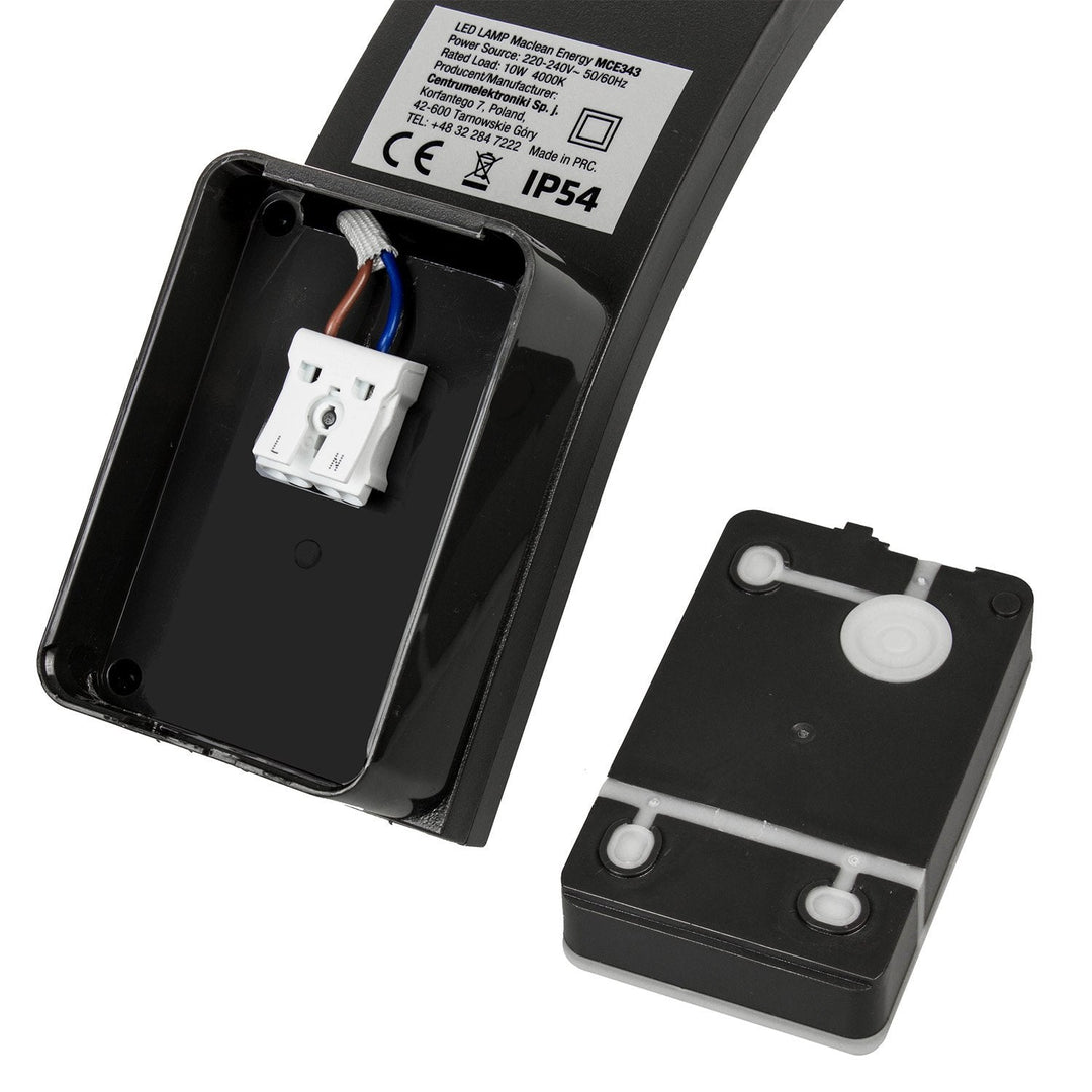 LED-facadelampe MCE343 B 800 lm 10 W IP54 Maclean Energy, sort, farve: naturlig hvid (4000 K)