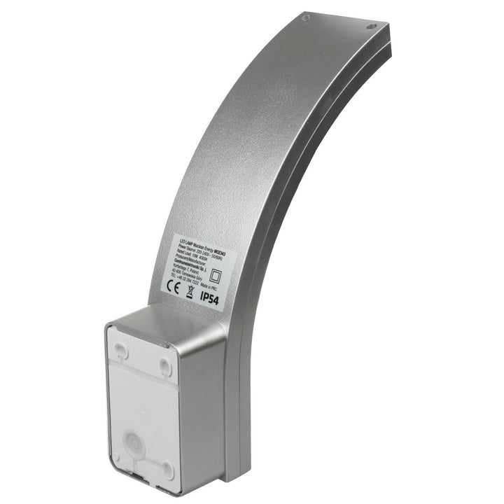 LED-facadelampe MCE343 SV 800lm 10W IP54 Maclean Energy sølvfarvet, farve temperatur naturlig hvid (4000K)