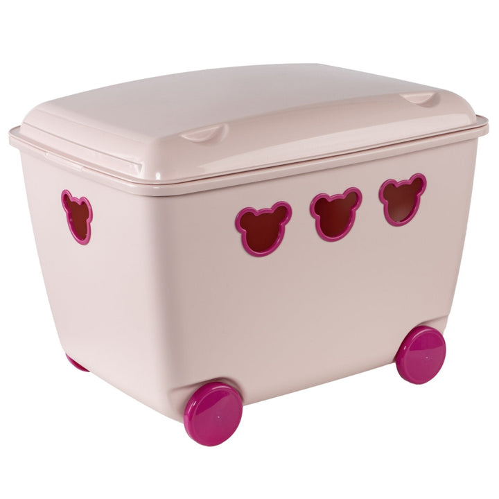 Legetøjskasse på hjul 55L BranQ Teddy Bear Box - hvid