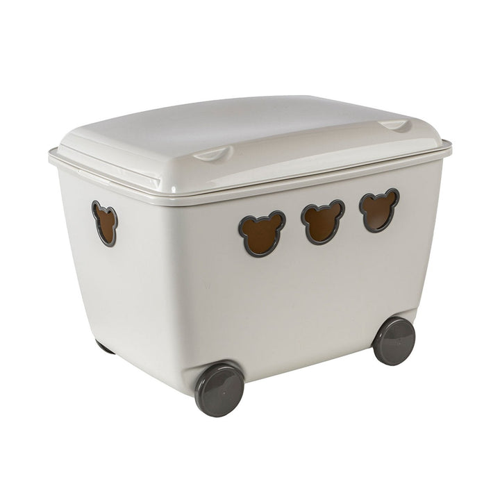 Legetøjskasse på hjul 55L BranQ Teddy Bear Box - hvid