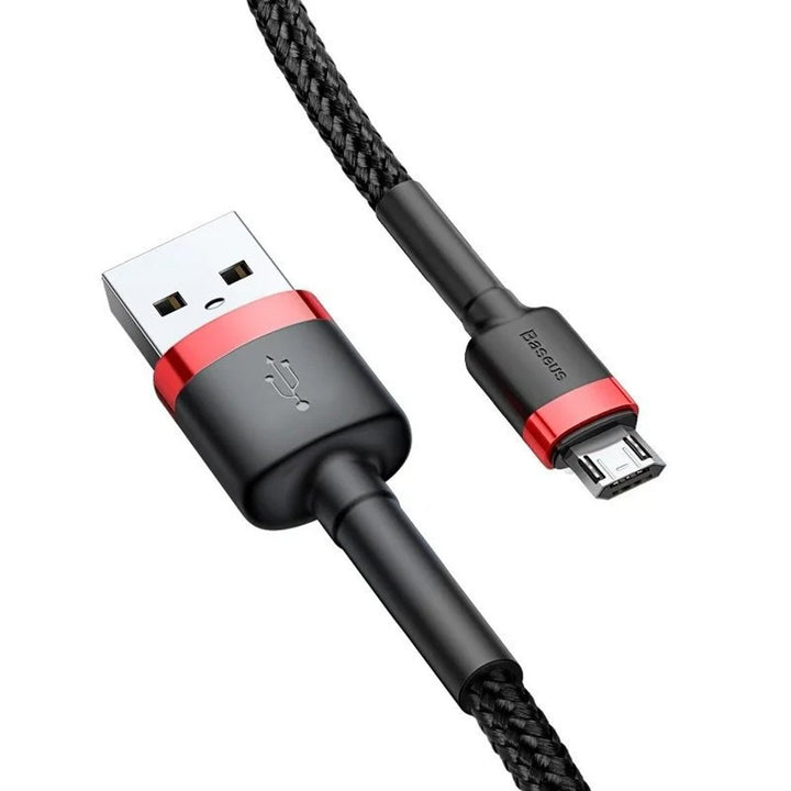 USB/MicroUSB-kabel 2,0 m QC3.0 2,4 A (CAMKLF-C91) i nylonflet