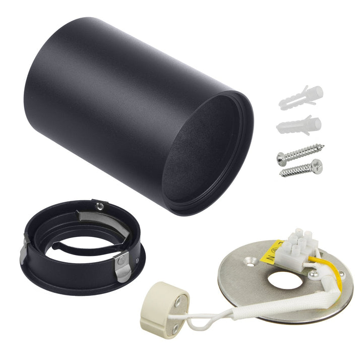 Spot-halogenarmatur GU10 MCE422 B, sort, 80x115 mm, rund, aluminium