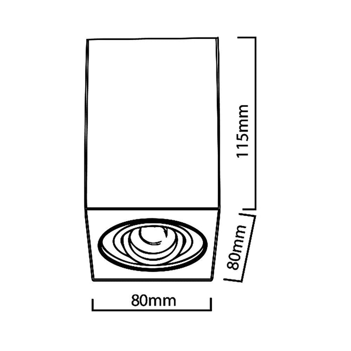 Spot-halogenarmatur GU10 MCE426 B, sort, 80x80x115 mm, firkantet, aluminium