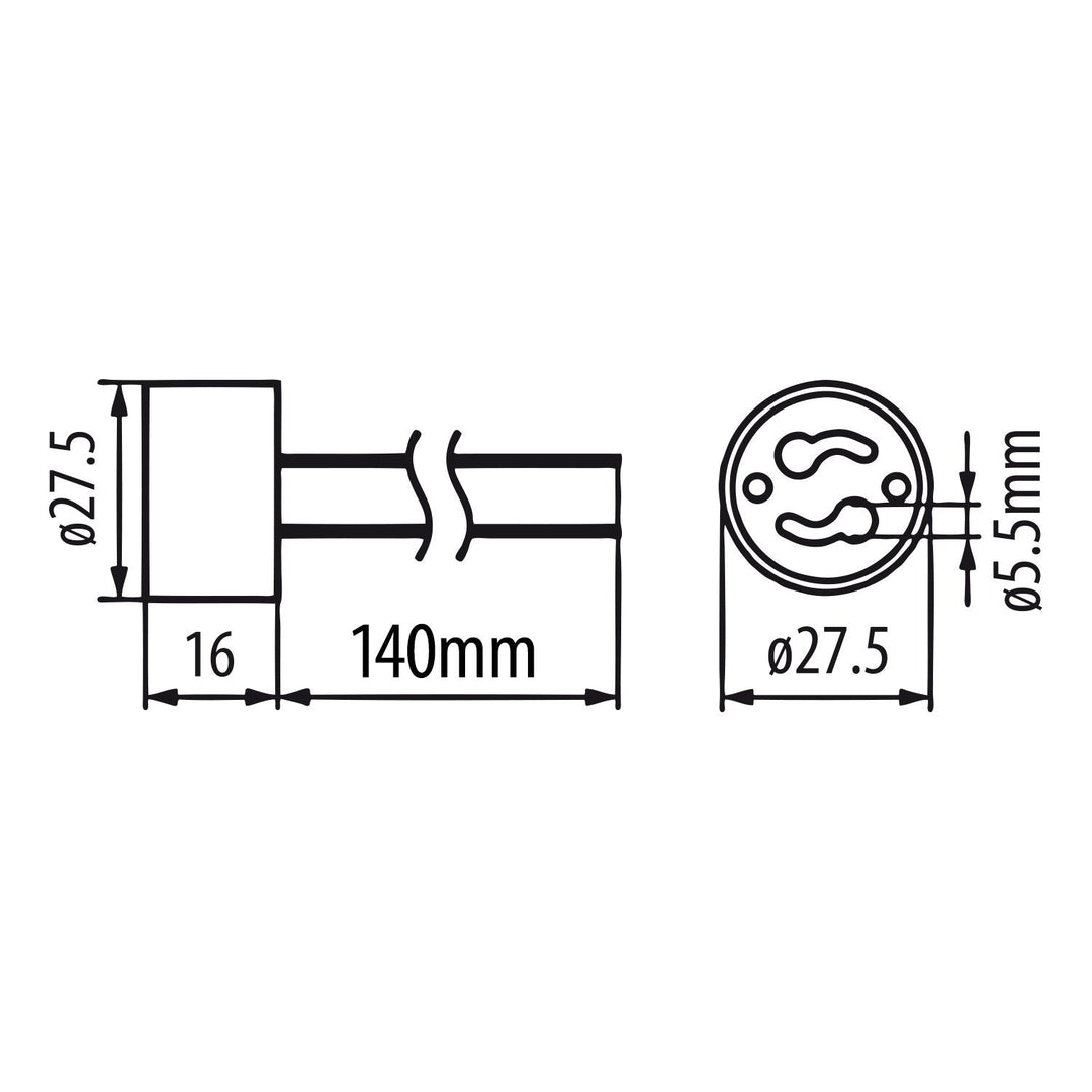 Tilslutningsstik, keramisk fatning GU10 Maclean Energy MCE428 250V~, nominel strøm 2A, ledningslængde 14 cm