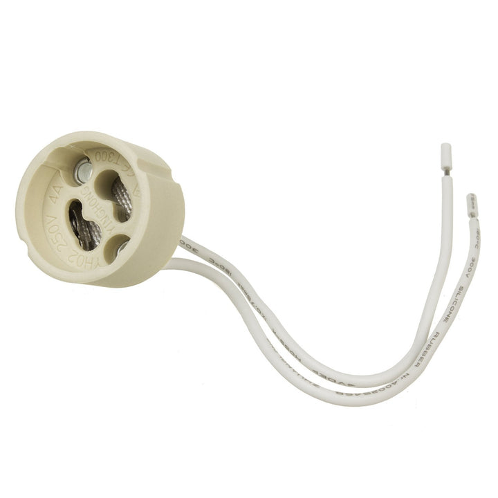 Tilslutningsstik, keramisk fatning GU10 Maclean Energy MCE428 250V~, nominel strøm 2A, ledningslængde 14 cm
