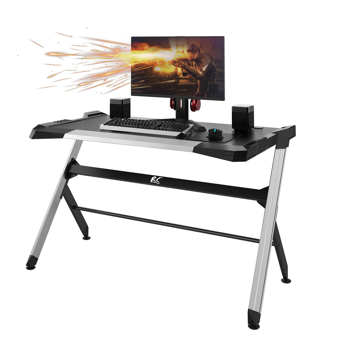 Stort sort gaming-skrivebord RGB Led NanoRS RS150 50 kg maks., højde 780 mm