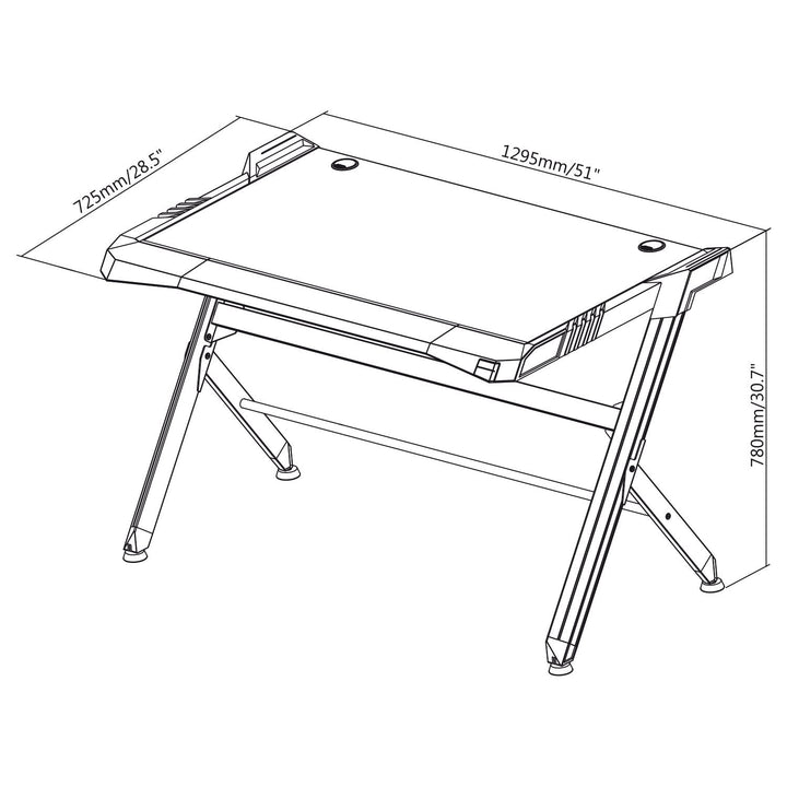 Stort sort gaming-skrivebord RGB Led NanoRS RS150 50 kg maks., højde 780 mm