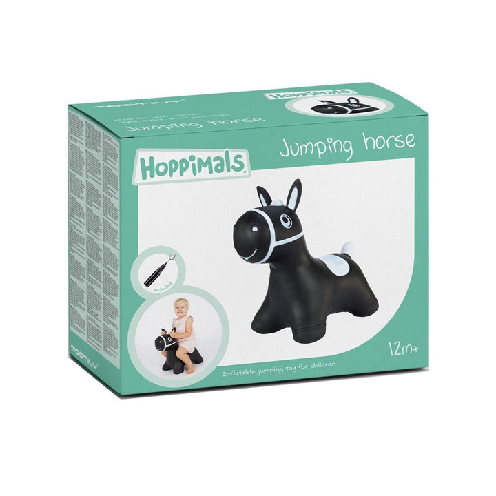 Hoppimals gummihopper, sort hest – enorm og unik hoppefornøjelse