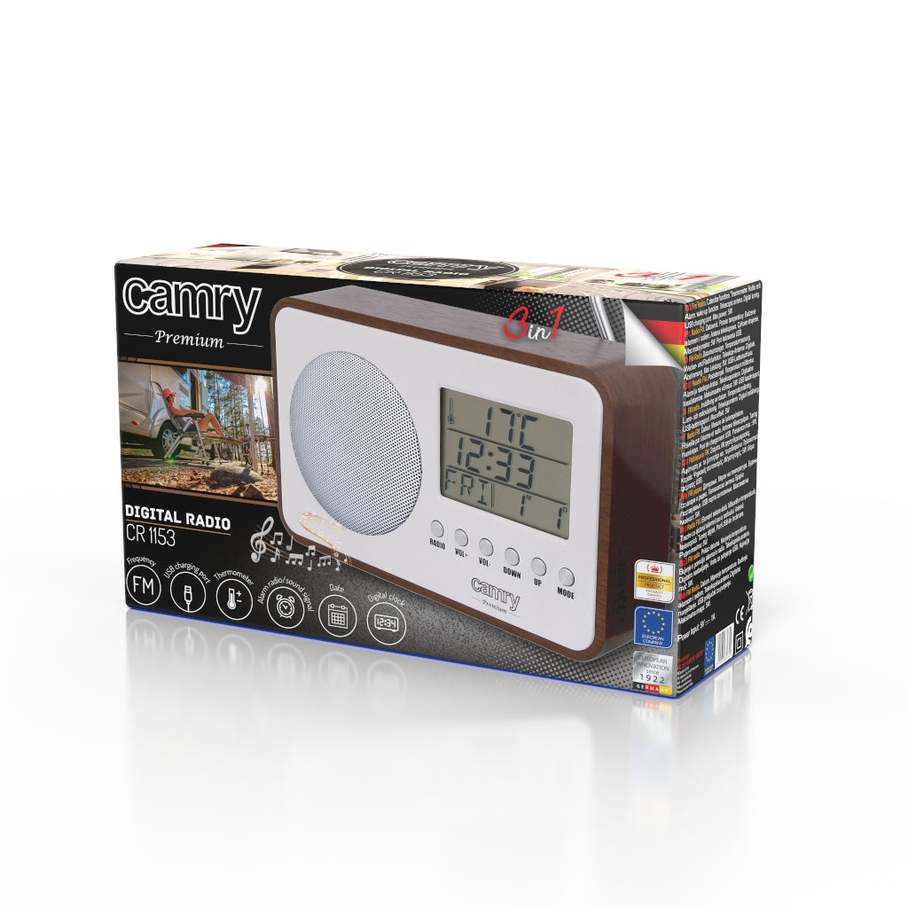 Camry digital radio, retro, LCD-display, vækkeur, CR 1153