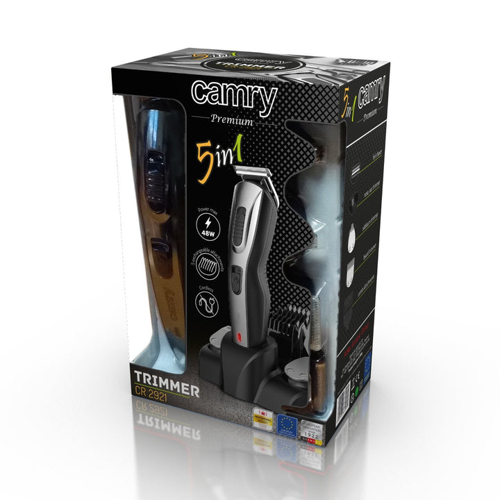 Camry CR 2921 5-i-1 trimmer kombinerer en hårklipper, en barbermaskine og en trimmer.