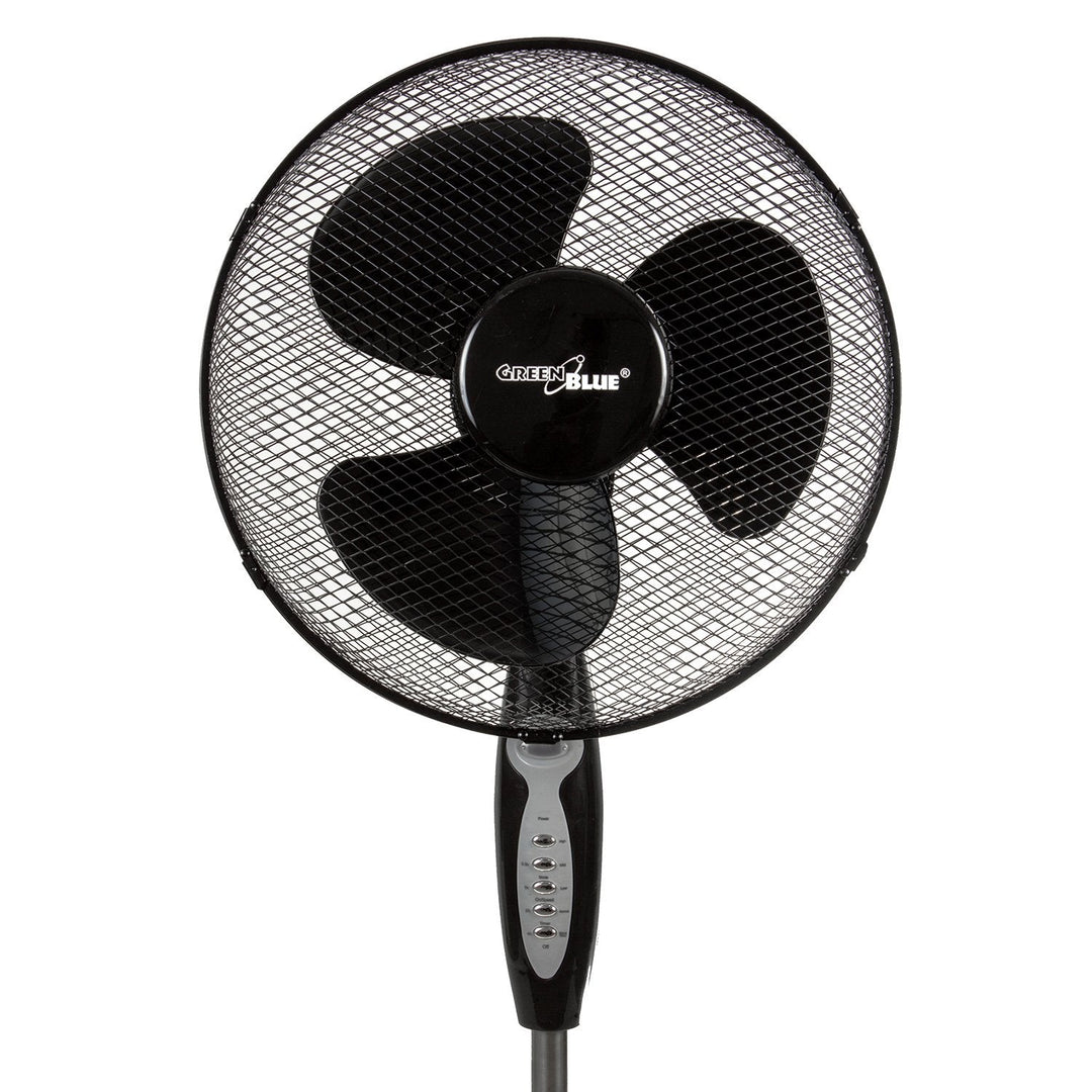 GreenBlue 40W gulvventilator med 3 blæserhastigheder, 1,25 m høj, 1,5 m ledning med fjernbetjening og timer op til 7,5 timer GB580
