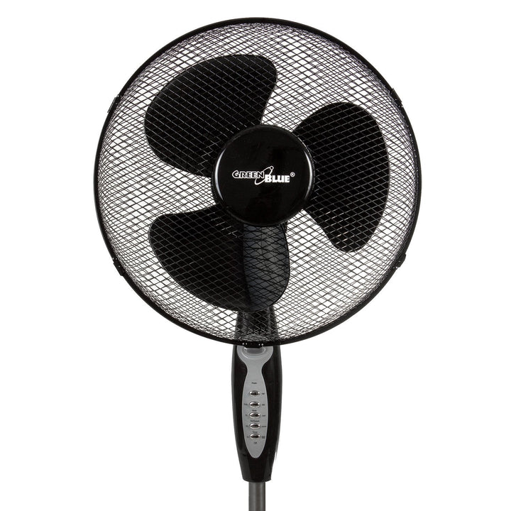 GreenBlue 40W gulvventilator med 3 blæserhastigheder, 1,25 m høj, 1,5 m ledning med fjernbetjening og timer op til 7,5 timer GB580