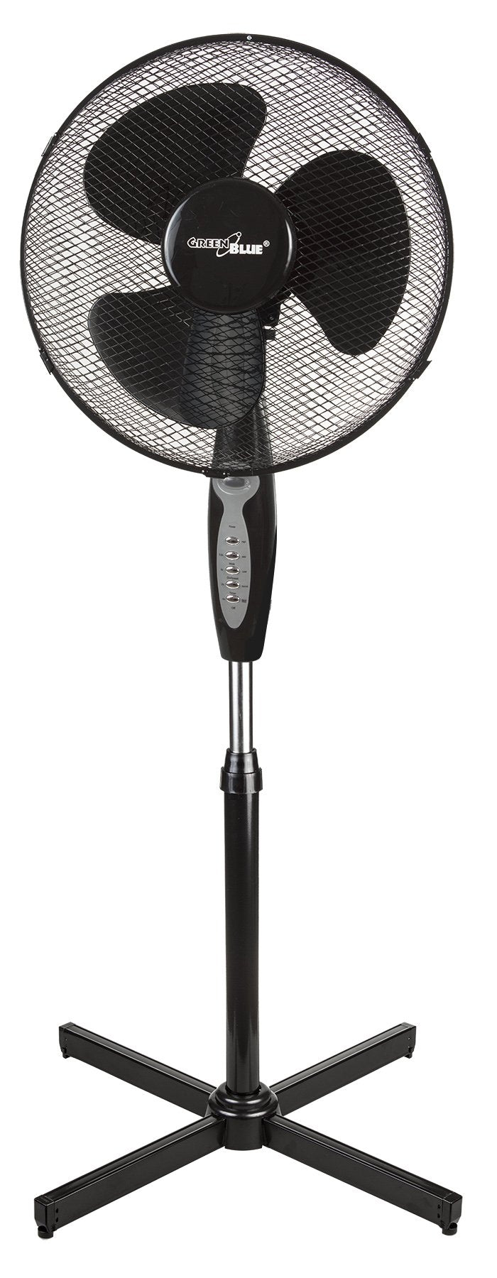 GreenBlue 40W gulvventilator med 3 blæserhastigheder, 1,25 m høj, 1,5 m ledning med fjernbetjening og timer op til 7,5 timer GB580
