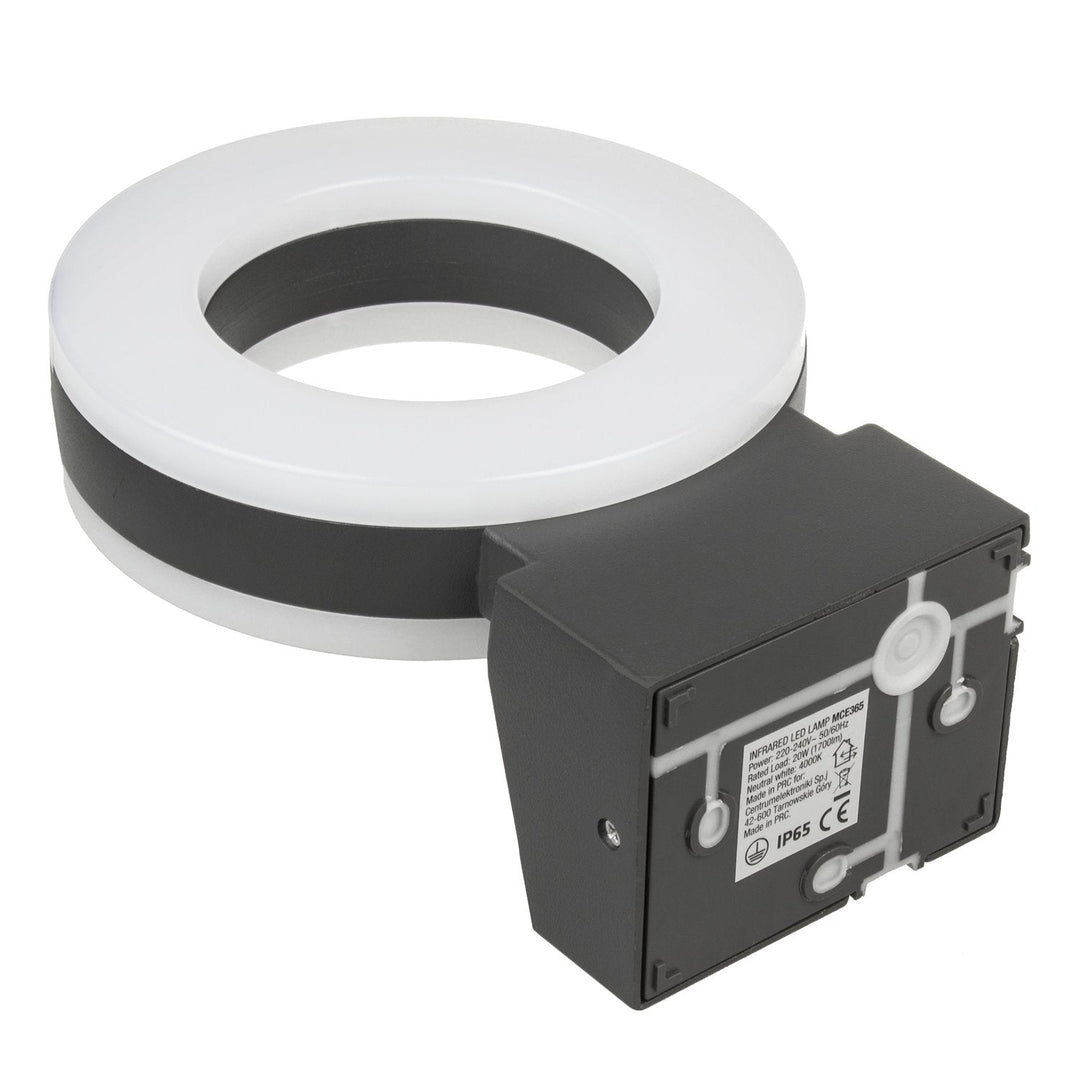 Væglampe med LED og PIR-sensor Maclean Energy MCE365 - PC+ALU, 20W (1700lm) Neutral White 4000K IP65 grå