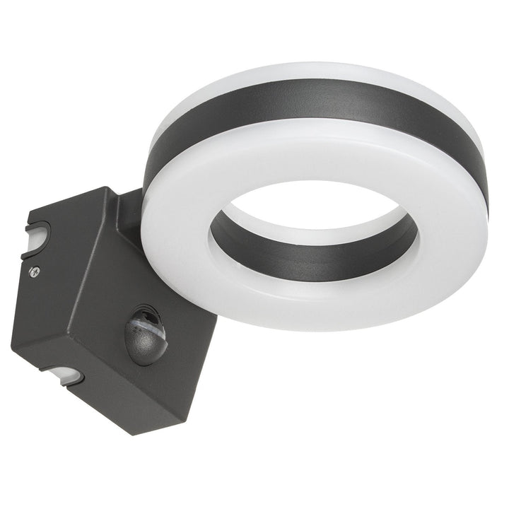 Væglampe med LED og PIR-sensor Maclean Energy MCE365 - PC+ALU, 20W (1700lm) Neutral White 4000K IP65 grå