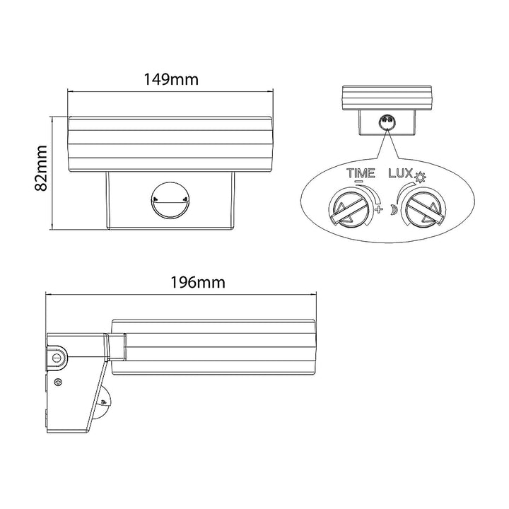 Væglampe med LED og PIR-sensor Maclean Energy MCE365 - PC+ALU, 20W (1700lm) Neutral White 4000K IP65 grå