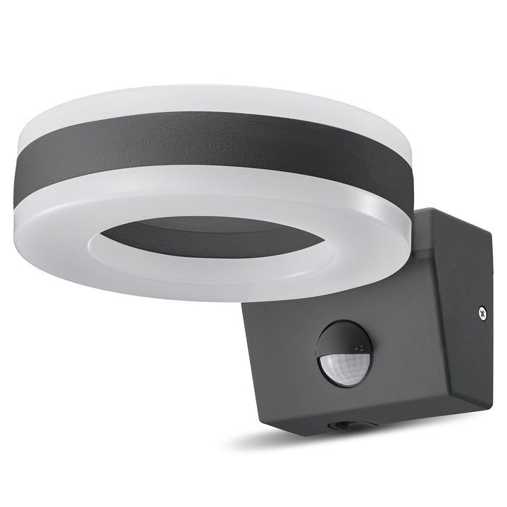 Væglampe med LED og PIR-sensor Maclean Energy MCE365 - PC+ALU, 20W (1700lm) Neutral White 4000K IP65 grå