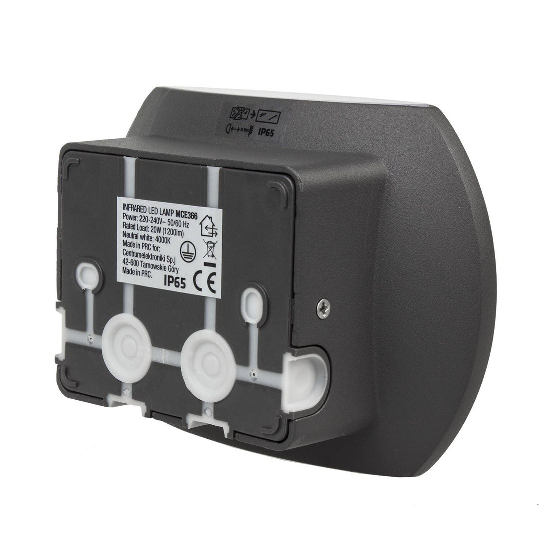 Væglampe med LED og PIR-sensor Maclean Energy MCE366 - PC+ALU, 20W (1600lm) Neutral White 4000K IP65 grå