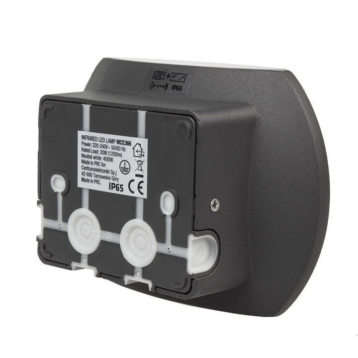 Væglampe med LED og PIR-sensor Maclean Energy MCE366 - PC+ALU, 20W (1600lm) Neutral White 4000K IP65 grå