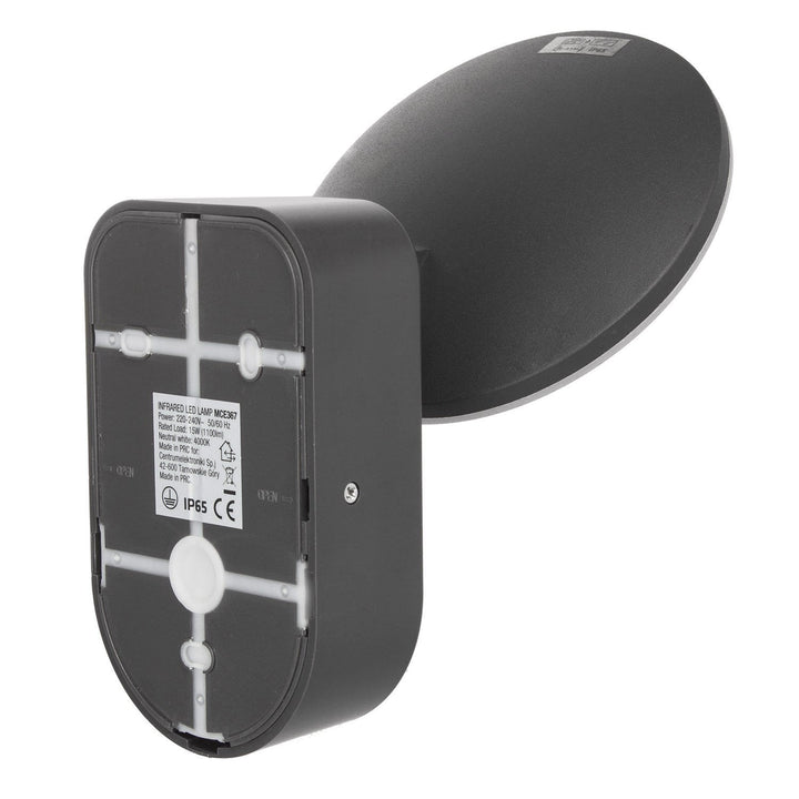 Væglampe med LED og PIR-sensor Maclean Energy MCE367 - PC+ALU, 15W (1100lm) Neutral White 4000K IP65 grå