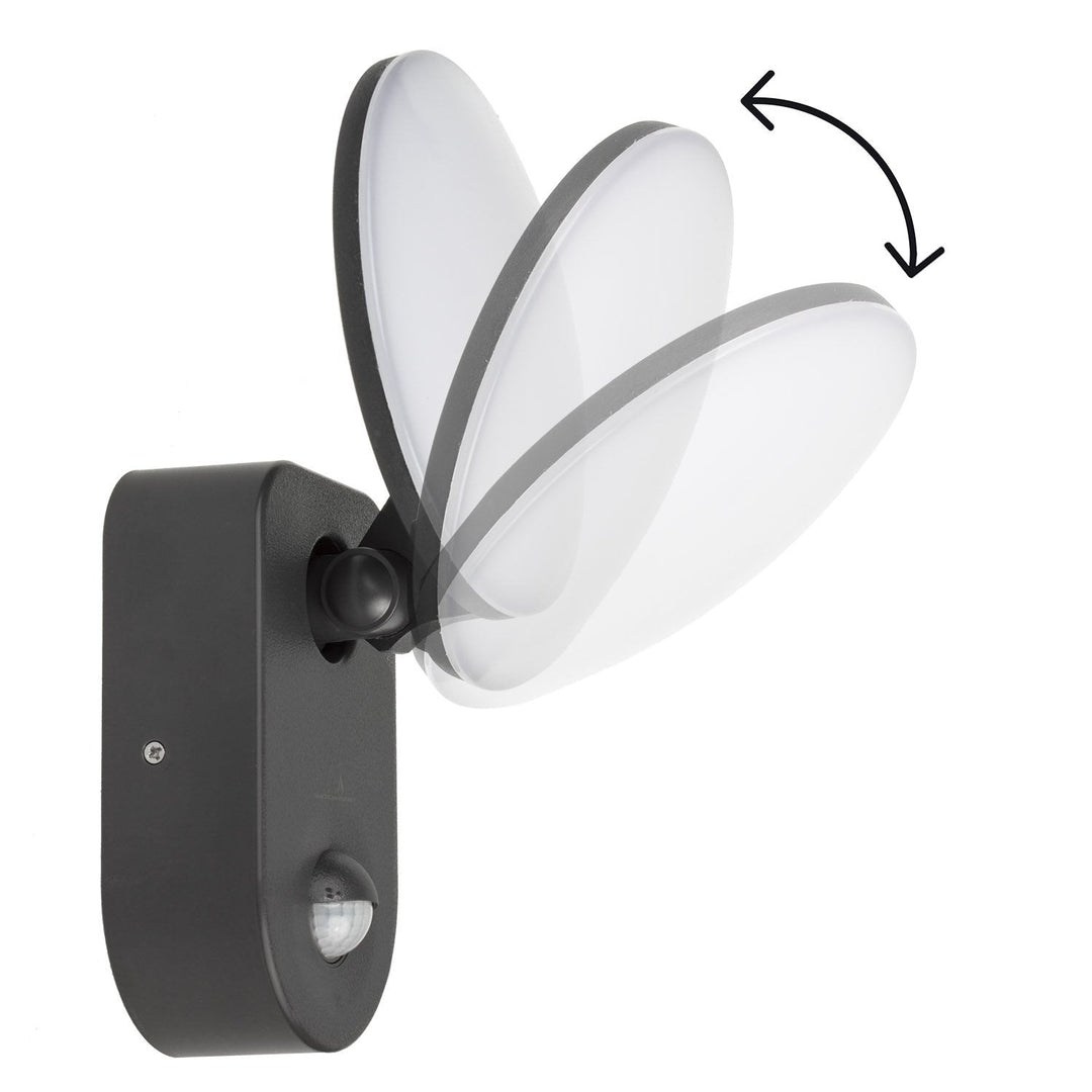Væglampe med LED og PIR-sensor Maclean Energy MCE367 - PC+ALU, 15W (1100lm) Neutral White 4000K IP65 grå